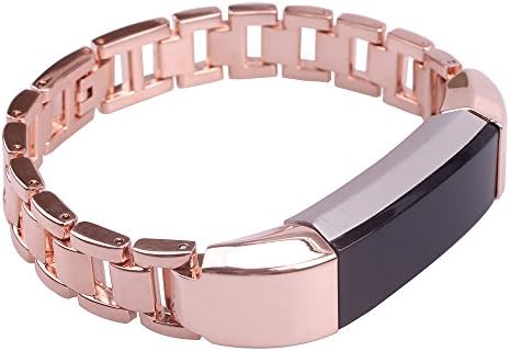 Ambcol for Fitbit Alta Bands/Fitbit Alta hr, Metal Replacement Bands/Wristbands/Strap Assesories for Fitbit Alta Activity and Sleep Tracker Silver Rose Gold/Black