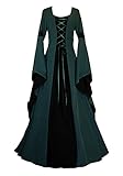 Meilidress Women Medieval Dress Lace Up Vintage Floor Length Cosplay Retro Long Dress