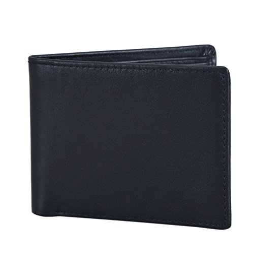 Polare Men's RFID Blocking Vintage Italian Genuine Leather Slim Bifold Wallet Handmade (Small Black)