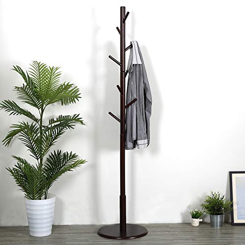 Vlush Sturdy Wooden Coat Rack Stand, Entryway Hall Tree Coat Tree with