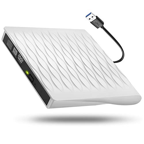 External CD DVD Drive,USB 3.0 Slim Portable CD/DVD Writer/Rewriter/Burner,High Speed Data Transfer USB Optical Drives Player Compatible with Laptop Desktop PC Windows Linux Mac OS (White) - Thumbnail 7