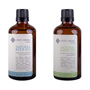 Celtic Herbal Bath Oil Multipack | Mandarin, Lime & Basil | Exotic Wood & Ylang Ylang | 100% Natural, Softens & Nourishes Skin