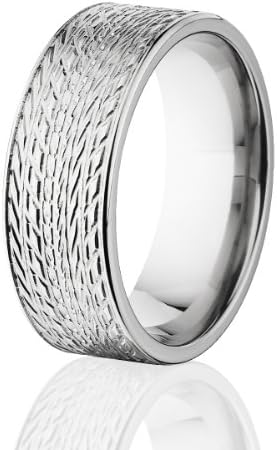 Tire Tread Titanium Ring 8mm Wide Tire Bands Car Ring, Mens Rings Made In America