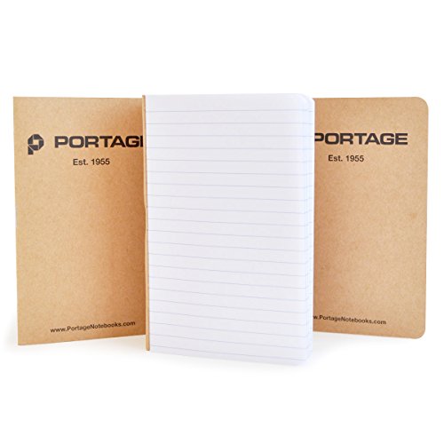 Portage Kraft Cover Memo Sized Pocket Notepad - Side Bound Notebook with Lined Paper for On-the-Go Note Taking - 3.5" x 5.5" - 64 Pages (3 Pack)