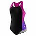 Speedo Big Girls' Solid Infinity Splice One Piece Swimsuit (10, Black Pink)