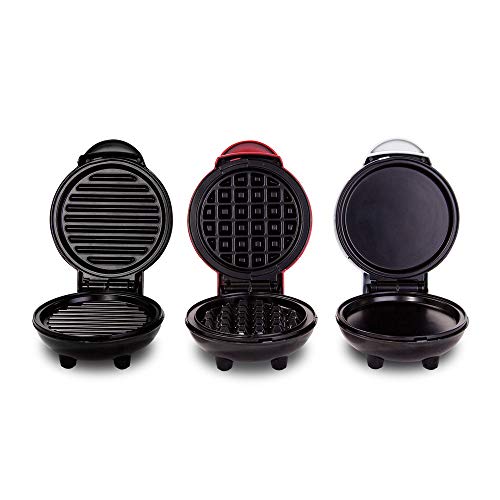 Dash MINI Maker 3Piece Griddle, Waffle, and Grill 3piece Set in Red