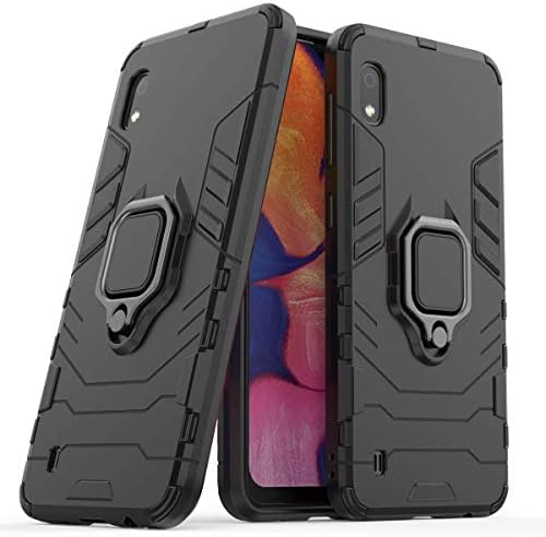 Galaxy A10 Case, Ankoe [Shockproof] Hybrid Heavy Duty Armor Dual Layer Hard Back Case with [Magnetic Car Mount] Ring Holder Cover for Samsung Galaxy A10 (Black)