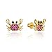 14k Gold Plated Brass Crab Cubic Zirconia Screwback Baby Girls Earrings with Sterling Silver Post