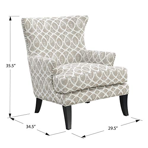Viv Accent Chair in Tan with Graphic Upholstery And Nailhead Trim, by Artum Hill