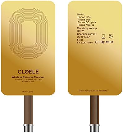 Qi iPhone Receiver Cloele Gen-3 Super Speed Ultra Slim 0.5 Mm Qi iPhone Wireless Charging Receiver Patch Module for iPhone 7 Plus 6 6 Plus, 6s 6s Plus 5s 5c New Improved 5V/ 1000mA! -Glod