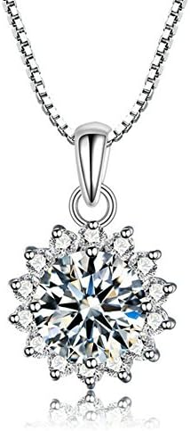 Huiyin Jewelry 925 Sterling Silver Snowflake Necklace with Cubic Zircon (Box Chain 18inch, Pack of 1)