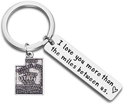 I Love You More Than The Miles Between Us Long Distance Relationship State Map Keychain Going Away Gift Travel Gift