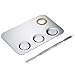 Mudder 5.8 by 4 Inches Makeup Palette Stainless Steel 3-Well Nail-art Palette Cosmetic Artist Mixing Palette with 5.9 Inches Spatula Tool