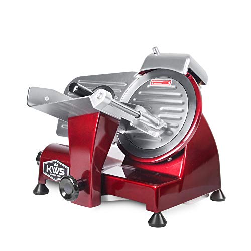 KWS MS6RS Premium 200w Electric Meat Slicer 7.67Inch in Red Stainless