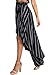 HOTAPEI Womens Stripe Asymmetrical Wrapped Maxi Skirt Beach Cover up Dress Black