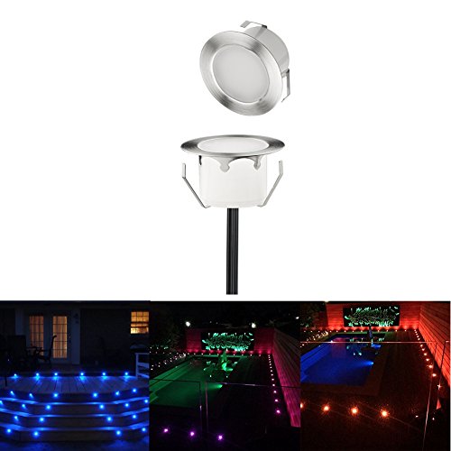 RGB Led Deck Lights Outdoor IP67 Waterproof Low Voltage Stainless Steel Recessed In-ground Patio Deck Step Lighting Kits for Landscape Garden Driveway