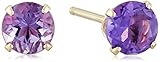 Girl's 14k Yellow Gold Amethyst Birthstone Stud Earrings