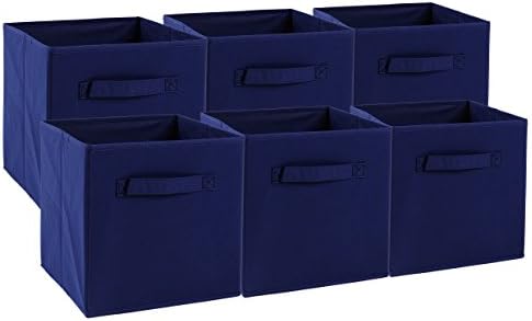 Transfertex Foldable Storage Cube Basket Bin Containers Home Decorative Organizer Cloth Collapsible Box Toys Drawer NavyBlue 6PCS