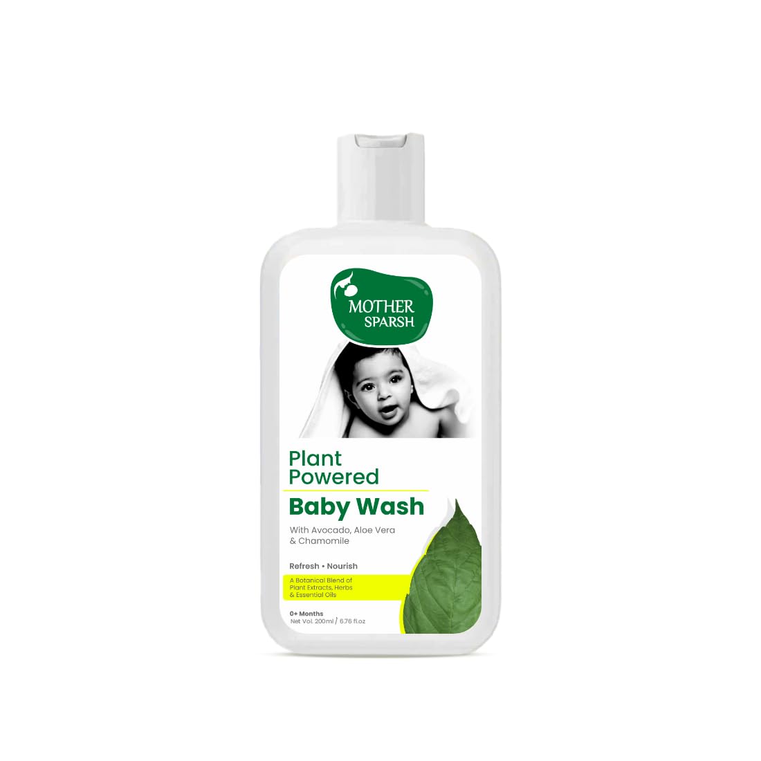 Mother Sparsh Plant Powered Natural Hydrating Baby Wash WIth Avacado Oil & Coconut - 200 ml