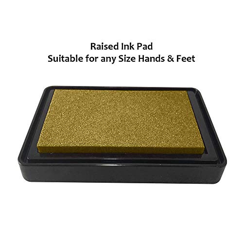 ReignDrop Ink Pad For Baby Footprint, Handprint, Create Impressive Keepsake Stamp, Non-Toxic and Acid-Free Ink, Easy To Wipe and Wash Off Skin, Smudge Proof, Long Lasting Keepsakes (Glitter Gold)