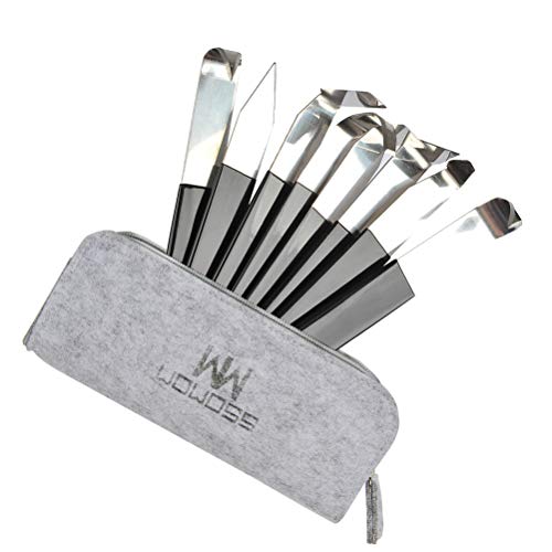 WOWOSS 8 Pack Pottery Carving Tools Set Stainless Steel Clay Sculpture Trimming Tools Storage in a Felt Bag for Carving, Shaping, Clay Sculpture, Modeling
