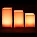 Mooncandles - 3 Square Vanilla Scented Wax Candles With Color Changing Remote Control (4, 5, 6 inch candles)