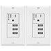 TOPGREENER 5.8A Ultra High Speed 3-Port USB Charger Outlet, 15A Tamper-Resistant Receptacle, Compatible with iPhone SE/11/XS/XR/X, Samsung Galaxy S20/S10/S9/Note & More, TU11558A3-2PCS, White 2-Pack