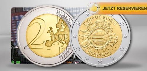 Cyprus / Zypern 2 Eurocoins Commemorative Coin " 10 Years of the Euro 2002 - 2012 "