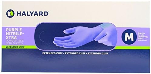 Haylard Health Purple Nitrile XTRA Powder Free Extended Cuff Exam Glove, Medium (50 Per Box) by Haylard Health