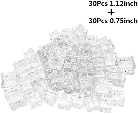 Clear Fake Acrylic Ice Cubes, 60Pcs Square Shape for Home Display Decor Photography Props Whisky Drinks Vase Fillers Festive Party Supplies
