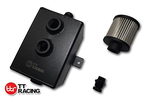 2L AN10 Aluminum Alloy Oil Catch Can Tank w/Breather Filter Drain Tap Baffled Black