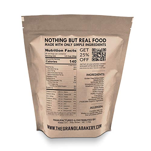 Granola Bakery - Ancient Grain Sweet Potato Granola, 1.33lb Bulk Bag - Healthy Gluten Free Low Sugar Breakfast Cereal (Organic Oats, Chia, Flax, Coconut)