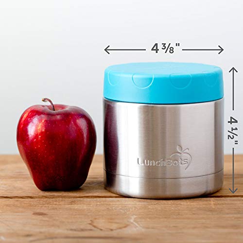 LunchBots 16oz Thermal Stainless Steel Wide Mouth Thermos - Insulated Container with Lid Keeps Food Hot or Cold for Hours - Leak-Proof Portable Thermal Food Jar is Ideal for Soup - 16 ounce - Aqua