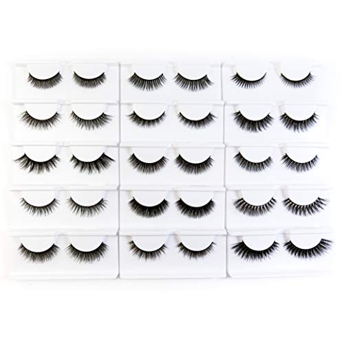 BEPHOLAN 15 Pairs False Eyelashes Synthetic Fiber Material| 3D Mink Lashes| Natural and Dramatic| Reusable| 100% Handmade & Cruelty-Free
