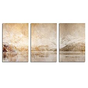 Canvas Wall Art Abstract Vintage Style Painting Artwork for Home Prints Framed - 16"x24" x 3 Panels
