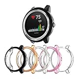 [5-Pack]Protector Case Compatible with Garmin Vivoactive 3 Watch,Ultra Thin TPU Plated Protective Cover Shockproof Bumper Shell Smartwatch Accessories (Pink+Black+Clear+Rose gold+Silver, Vivoactive 3)