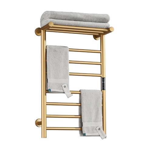 XMGJ 70W 70W Electric Towel Rail Heater Golden Wall Mounted Heated Towel Rail 304 Stainless Steel Towel Warmer for Bathroom, Hardwiring