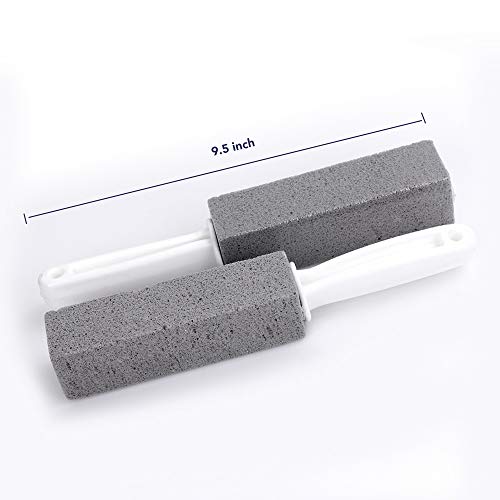 Ostrichy Pumice Stone Toilet Bowl Cleaner, 2 Pieces Toilet Pumice Stone with Handle, High Density Pumie Toilet Bowl Ring Remover, Sturdy Toilet Cleaning Stone, Fine Grit Pumice Stone