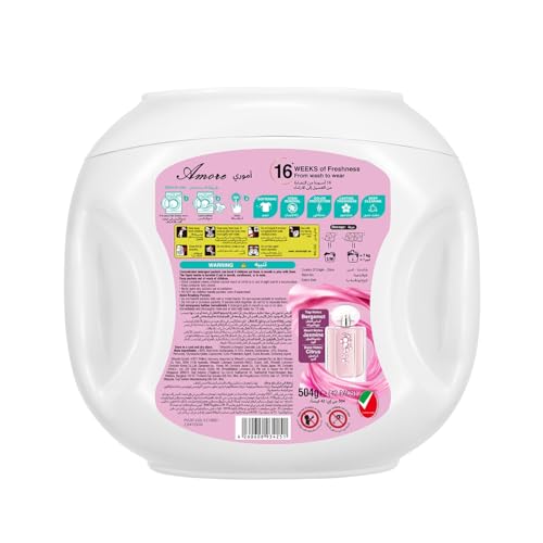 Arfum Pods, 5-In-1 Laundry Detergent Capsules With Scent Booster, Concentrate, Softener, Color Protect, Stain Remover, 16 Weeks Fragrance, 42 Amore,Pack Of 3 X Pods (126 Capsules)
