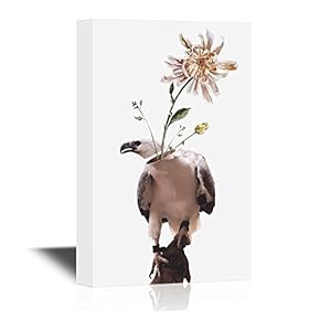 Canvas Wall Art - Abstract Art Featuring an Eagle and Flowers - Gallery Wrap Modern Home Art | Ready to Hang - 12x18 inches