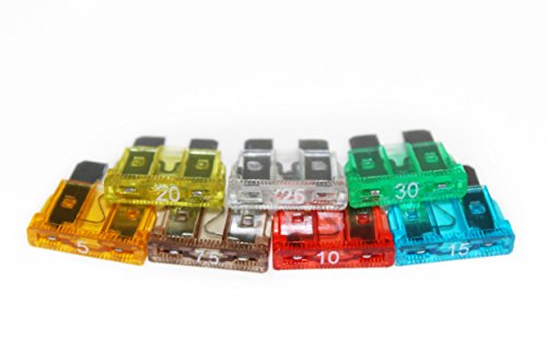 Cal-Hawk BAPCF White-Marked Assorted Car Truck Fuse 5, 7.5, 10, 15, 20, 25, 30 Amp (Easy-To-Read)