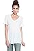 Alexander + David Women's Slub Cotton Modal Tops Burnout Loose V-Neck Boyfriend T-Shirt Stitch Back Casual Tee (White, Small)