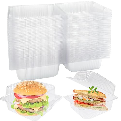 200-Pack Square Plastic Hinged Food Containers – Clear, BPA-Free, Disposable For Cake & More