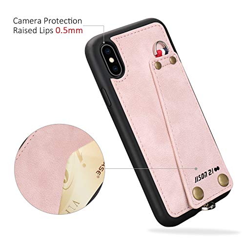 JISON21 iPhone Xs Max Case,iPhone Xs Max Leather Wallet Case with Credit Card Holder Slot, Protective Cover with Crossbody Chain Strap Wrist Strap for Apple iPhone Xs Max 6.5\