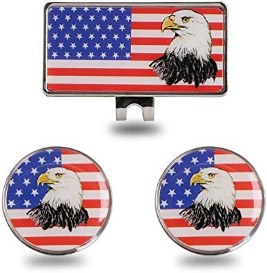 HOW TRUE 2 Pack Golf Ball Marker with Magnet Hat Clip Set, USA Flag Ball Markers for Women Men Premium Gifts HOW TRUE 2 Pack Golf Ball Marker with Magnet Hat Clip Set, USA Flag Ball Markers for Women Men Premium Gifts
