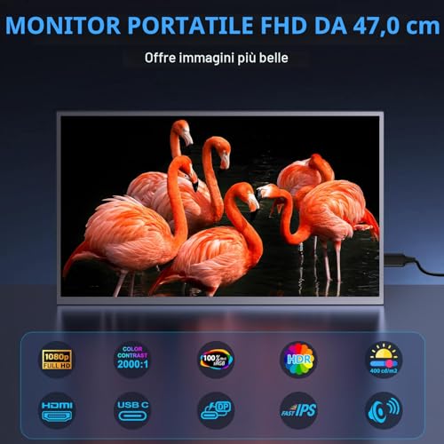 COOLHOOD Portable Monitor, 18.5 Inch 120Hz Portable IPS Screen 1080P HDR, Portable Monitor with VESA Mini HDMI/USB C for Laptop, Phone, Mac, PS5