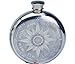 6oz Pewter Spirit Liquor Hip Flask - Round with Ship's Compass Star Design