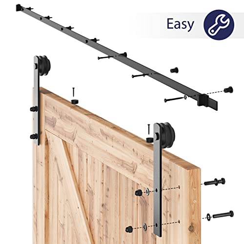 SMARTSTANDARD 12ft Heavy Duty Sturdy Sliding Barn Door Hardware Kit