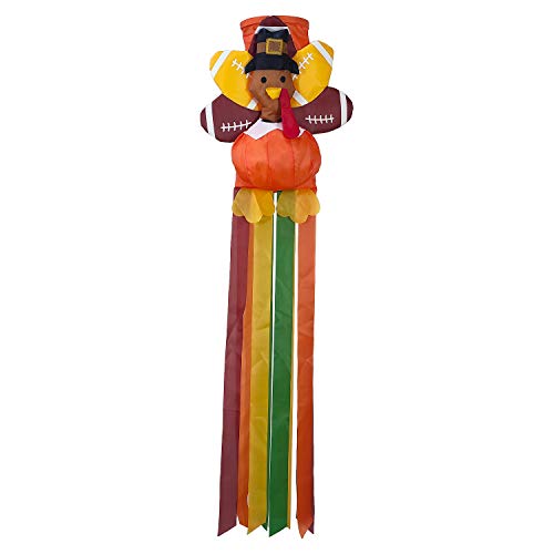 OUTOUR 3D Thanksgiving Day Turkey Football Fall Family Fabric Windsock Wind Sock Hanging Decorations 49" Flag for Garden Patio Lawn Backyard Home Yard Porch Balcony Outdoor Decor Party Supplie