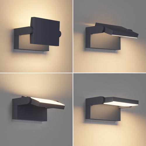 Klighten 35W Indoor Outdoor Wall Light IP65, LED Wall Lights Adjustable Modern Aluminium Wall Lamps for Entrance Terrace Gardens, 2500 Lumens, Anthracite, Warm White 3000K